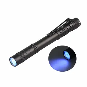 Pena senter Uv 395nm 3W, untuk mendeteksi hewan peliharaan baterai Aaa dengan fungsi klip, pena senter Led