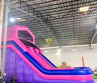 Toboggan gonflable 2-en-1 eau et terre avec piscine à jets, en PVC 0,9 mm, pour fêtes d'enfants en extérieur, écoles et carnavals