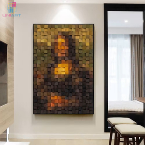 ユニアート 3D ウォールアート ポップアート モダン モナリザ 木製モザイク絵画 アート リビングルーム ポーチ 廊下 装飾絵画 - Product Image 4