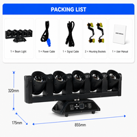 5 Projecteurs LED mobiles RGBW 4-en-1 de 60W avec 4 Projecteurs LED dorés de 20W, rotation infinie, contrôle DMX512, éclairage de scène IP20