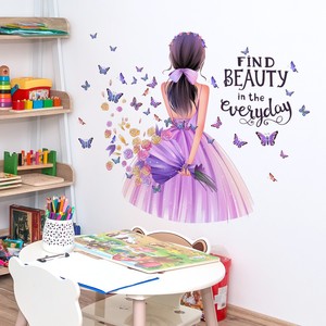 Modernas pegatinas <span class=keywords><strong>de</strong></span> <span class=keywords><strong>pared</strong></span> <span class=keywords><strong>de</strong></span> PVC con diseño <span class=keywords><strong>de</strong></span> elfa <span class=keywords><strong>de</strong></span> dibujos animados, flores y mariposas <span class=keywords><strong>para</strong></span> la decoración del salón y la habitación <span class=keywords><strong>de</strong></span> <span class=keywords><strong>princesas</strong></span>. - Product Image 5