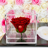 Boîte cadeau élégante en acrylique à trou unique SHP pour la présentation de roses éternelles – Cadeau Fête des Mères, Anniversaire, Anniversaire de Mariage