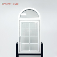 Ventanas Arqueadas Personalizadas Prettyhouse NFRC, Ventanas de Vidrio de Aluminio con Doble Acristalamiento, Insonorizadas, en Blanco y Negro, con Diseño de Rejilla