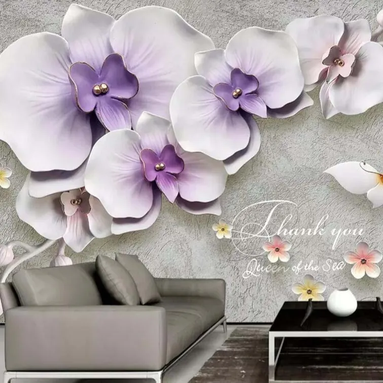ZHIHAI hotel decoration flower print embossed 3d wallpaper