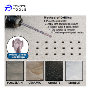 ดอกสว่านเจาะกระเบื้องคาร์ไบด์แบบร่องวี ขนาด <span class=keywords><strong>3</strong></span>/16 นิ้ว x 4 นิ้ว และ 1/4 นิ้ว x 4 นิ้ว ปลายร่องวีแบบมีฟันป้องกันเศษกระแทก สำหรับเซรามิก พอร์ซเลน หินอ่อน หินแกรนิต - Product Image 3