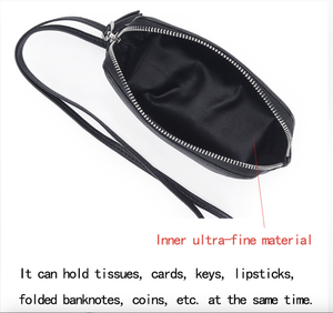 Ando Bag Women's Genuine Sheepskin Leather Zipper Coin Purse Mini Neck <b>Wallet</b> with Lanyard - Product Image 5