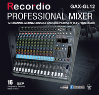 Amplifikatör ile GAX-GL12 dijital ses profesyonel mikser 12 kanal Stereo ses karıştırma konsolu PC stüdyo parti için BT USB