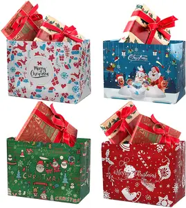 Factory Wholesale Design Your Printing Logo Size Style Storage Snack Festive Beautiful Christmas Gift Bags