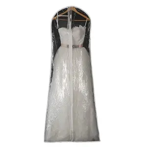 Çin üreticileri özel Logo beyaz düğün kapak gelin elbise toz geçirmez çanta gece elbisesi kapak şeffaf giysi çantası