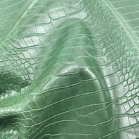 Tissu en cuir PVC gaufré Caiman vert menthe 1,0 mm, 54 pouces, avec support brossé, élastique, pour sacs d'école, papeterie, artisanat, chaussures, ceintures 1