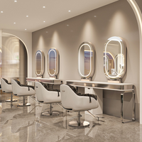 Table en miroir en verre professionnelle pour salons de coiffure, boutiques de mariage, salons de barbier - pour la beauté, le maquillage, le repassage, le coiffage