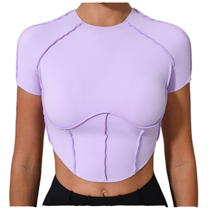 PASUXI Camiseta Deportiva de Secado Rápido para Mujer, Camiseta de Yoga de Manga Corta, Camiseta Deportiva Transpirable con Elasticidad en Cuatro Direcciones - Product Image 1