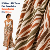 Tissu en mélange de rayonne et de lin, viscose texturée, imprimé animal personnalisé, pour jupe portefeuille, vêtements de resort