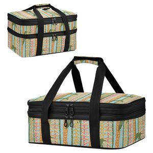 OEM Custom Logo Hawaiian Fashion Design 2-layer Insulated Food Bag Double Casserole Pans Pizza Carrier Cooler Bag for Picnic - Product Image 1