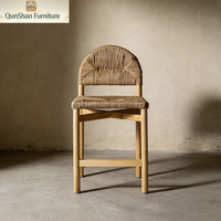 Chaise de bar commerciale en bois massif pur avec dossier arqué, design vintage pour camping, café, gîte, maison, loisirs