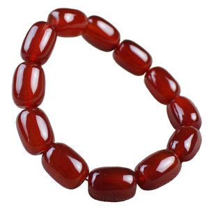 <b>Red</b> Agate Barrel Bead <b>Bracelet</b> 12mm Unisex Everyday Wear Jewelry Hangzhou Origin MN05 - Product Image 5