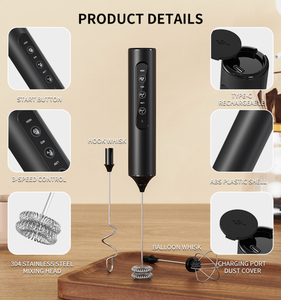 Offre Spéciale : <span class=keywords><strong>Mousseur</strong></span> à <span class=keywords><strong>Lait</strong></span> Électrique Portable 3 Têtes 3 Niveaux, Rechargeable, Sans Fil, Mélangeur à Œufs - Product Image 4