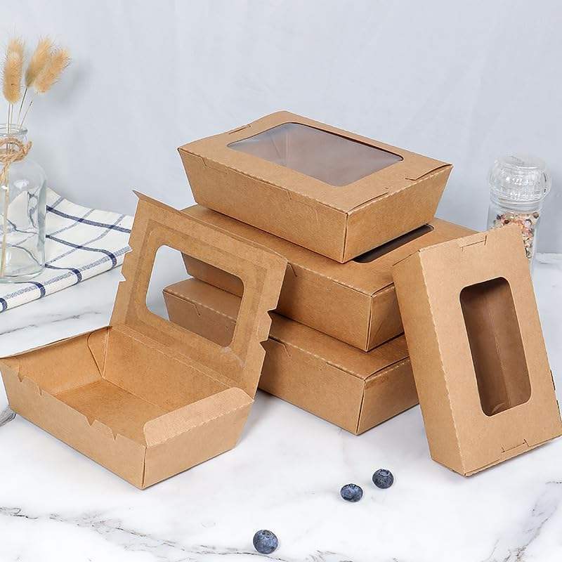 Disposable Kraft Lunch Box Fast Food Packaging Take Away Food Container ...