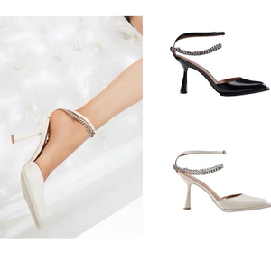 Sandales à talons pour femme en cuir verni, style créateur, avec chaîne de cheville, tendance été 2025 - Product Image 6