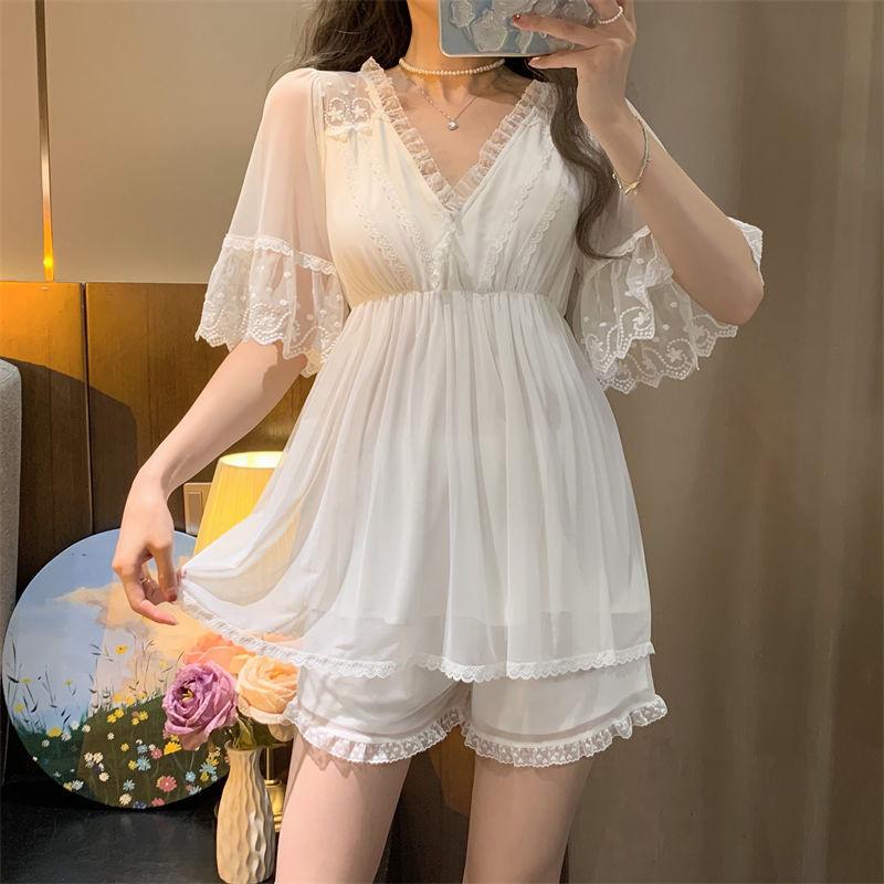 knee length dresses for ladies Silk nightdress with half sleeves main image 0