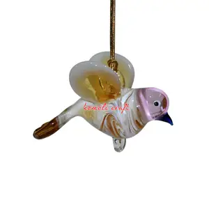 Bird clear blown glass Christmas tree hanging ornaments animal figurines from India