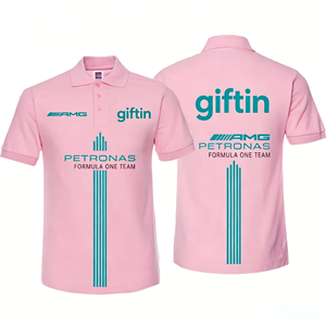 Polo de course personnalisé entièrement imprimé, acceptant le logo de sponsor personnalisé, vêtements de sport de haute qualité à blocs de couleur pour équipe de course et usage urbain - Product Image 2