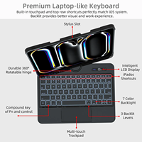 HT 360 °   Clavier sans fil rotatif pour iPad 11e génération A16 11 pouces avec pavé tactile rétroéclairé et support pour stylet (Argent) - En stock