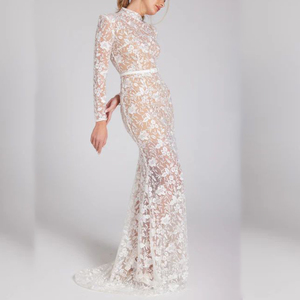 Trung Đông Phụ Nữ Dài Tay Áo Ren Tầng Chiều Dài Wedding Bridal Dresses Nặng Chính Thức Ăn Tối Dresses - Product Image 2