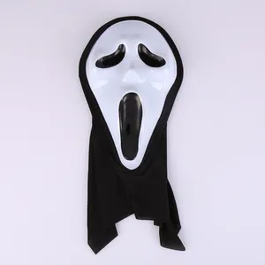 ハロウィーンの怖いパニックはスカーフでフルフェイスのコスプレパーティーマスクを叫びます。ハロウィーンのための怖いゴーストプラスチックマスクホワイトマスク