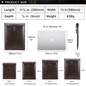 Housse pour ordinateur portable en cuir véritable faite à la main pour MacBook <span class=keywords><strong>Air</strong></span> Pro 13" 14" 15" Housse de protection pour ordinateur portable en cuir ciré rétro - Product Image 4
