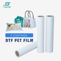 Film PET Jetcolor de haute qualité 30CM 60CM personnalisable pour imprimante DTF, impression numérique, vêtements, textiles, transfert thermique