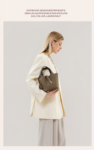 Sac seau en cuir grainé Urban Simplicity, grande capacité, sac à main en cuir véritable pour femme, idéal pour un cadeau - Product Image 6