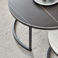Table basse ronde en marbre blanc de luxe moderne pour salon ensemble de tables basses en acier inoxydable doré