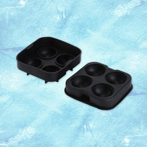4 Grid <b>Silicone</b> Round Ice Grid Creative Round Ice Box Round Ice Hockey Mould with Cover - Product Image 1