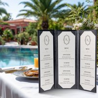 Protège-menus de restaurant en cuir PU, format 4,25 x 14 pouces, à trois volets, avec coins biseautés, pour listes de vins, bars et cocktails