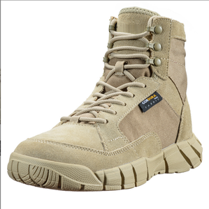 Botas de Combate TSB01 Marrón Verde Bronceado Clásicas Superligeras de Cuero Vacuno de Ante Transpirable para Verano con Cremallera Lateral de Rápido Desenganche - Product Image 5