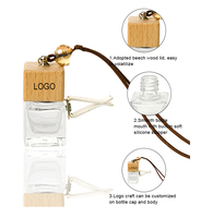 Désodorisant de voiture suspendu capsule de bouteille de parfum avec couvercle en bois en forme pour diffuseur d'huile essentielle de bouchon en gros