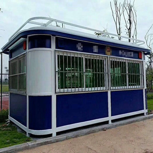 Steel <b>Security</b> Booth Outdoor Mobile Guard House With <b>Barred</b> Windows For Roadside Use - Product Image 1