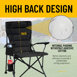 야외 휴대용 접이식 캠핑 의자 초경량 패딩 처리된 단단한 팔걸이 옥스포드 원단 체육관용 - Product Image 2