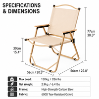 Chaise pliante portable Kermit pour la plage et le camping, avec cadre en aluminium léger, détachable, et logo personnalisé.