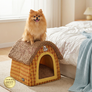 Großhandel Niedliche Plüsch Warme Indoor-Katzenhöhle Hundehütte für Kleine Hunde und Kätzchen, Faltbare Winter-Schlafhöhle - Product Image 3