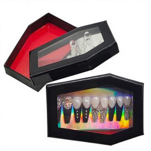 Vente en gros bon marché Chine Boîtes d'emballage pour <span class=keywords><strong>cils</strong></span> carrés cosmétiques Feuille UV Amélioration des ongles Papier cercueil Gaufrage Revêtement UV mat - Product Image 2