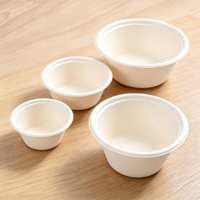 Bol jetable en bagasse de canne à sucre avec couvercle, récipient alimentaire compostable et biodégradable en pulpe, logo et taille personnalisables disponibles