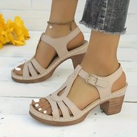 Nouvelles sandales pour femmes à talon bloc tendance 2025, talons hauts, pointures 36-43, vente directe d'usine