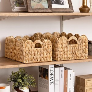 Handmade Woven <b>Storage</b> <b>Basket</b> Rectangle Linen Color Desktop Organizer For Toys Fruits Snacks - Product Image 2