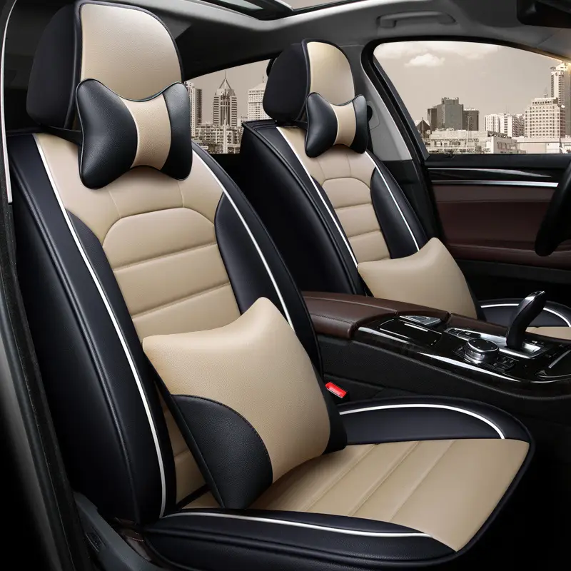 Protetor de assento de carro acessórios para carro, conjunto completo de cobertura de assento de carro em couro