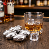 Glaçons réutilisables en acier inoxydable 304 en forme de ballon de rugby pour refroidir le vin et le whisky – Idéal pour les soirées et les dîners