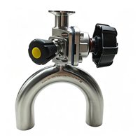 Vanne à diaphragme hygiénique en U à 3 voies avec port d'échantillonnage intégré, en acier inoxydable 316L, à paroi de 1,5 mm, extrémité à sertir DN25*DN10, haute performance