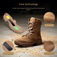 Bottes tactiques imperméables pour le camping, chaussures pour hommes avec fermeture éclair latérale, randonnée en plein air, cuir, tige haute, toutes saisons