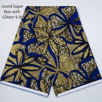 Ткань Super Holland с блестками, 100% хлопок, африканские принты Анкара, Super Golden Grand Wax